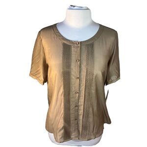 Pendleton Mystic Island Short Sleeve Button Up Blouse with Tuxedo Ruffles, 18P,